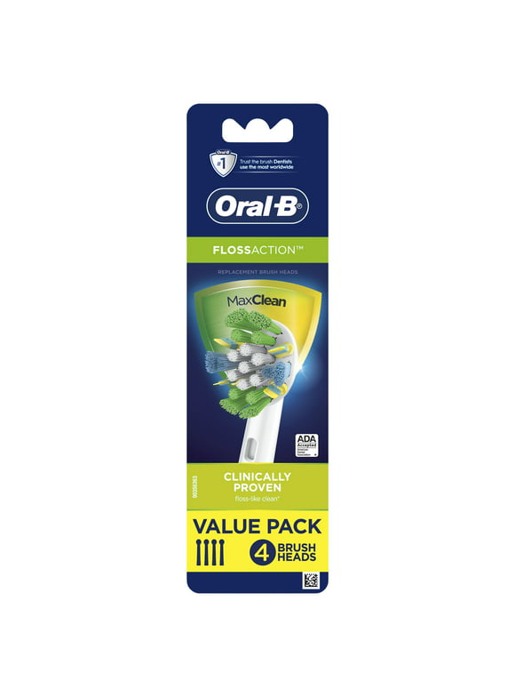 Oral-B FlossAction Electric Toothbrush Replacement Soft Brush Heads, 4 Count