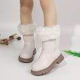 thumbnail image 5 of Cethrio Little Girls Thermal Booties, School Winter Non-slip Zipper Winter Shoes Beige Size 10(Little Kids), 5 of 6