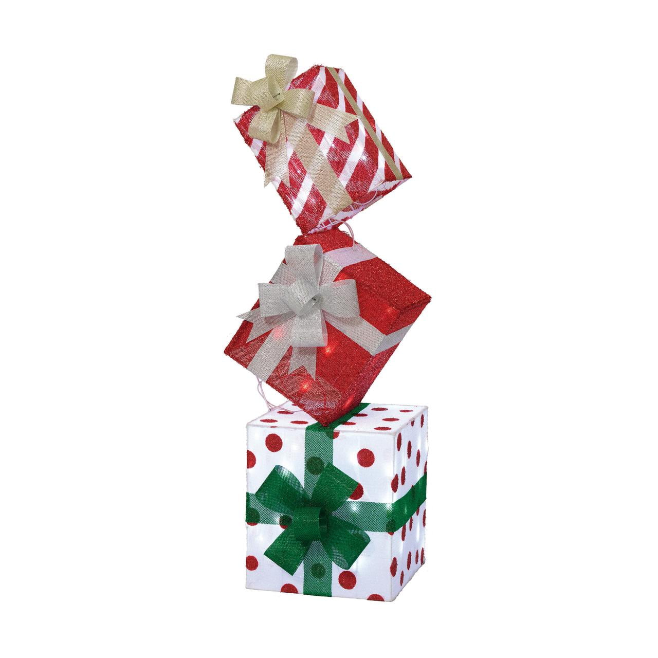 Holiday Time 42" LightUp Stacked Gift Boxes with 60 Cool White LED