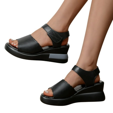 

Cathalem Womens Sandals Size 6 Flip Flops Soled Thick Casual Sandals Fashion Leisure Breathable Shoes Womens Strap Sandals Size 9 Black 7.5
