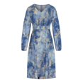 thumbnail image 4 of Pisexur Robes d'Automne pour Femmes 2024 Mode Robe Maxi à Col en V Robe à Imprimé Floral à Manches Longues Tunique Plissée Robe de Cocktail Décontractée Fluide à Fermeture Éclair au Dos Robes de Bal de Fin d'Année Formelles, 4 of 6