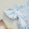 thumbnail image 5 of Newborn Baby Girl Summer Outfit Floral Romper Sleeveless Ruffle Cotton Bodysuit with Headband Set Infant Cute Clothes, 5 of 7