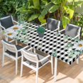 thumbnail image 2 of Spring Floral Table Cloths for 8 Foot Rectangle Tables, Daisy Eucalyptus Leaves Black White Plaid Patio Waterproof Elastic Fitted Tablecloths, Washable Rectangular Table Cover for Camping, 2 of 8