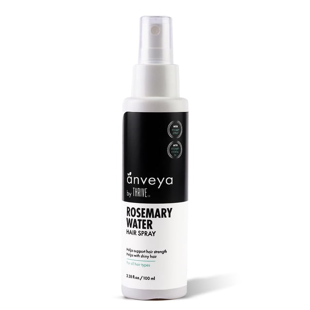 Anveya Spray para el cabello con agua de romero | Extracto de romero natural, agua de arroz y ácido hialurónico | Spray de agua de romero para control del crecimiento del cabello y cuidado del cabello