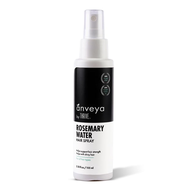 Anveya Spray para el cabello con agua de romero | Extracto de romero natural, agua de arroz y ácido hialurónico | Spray de agua de romero para control del crecimiento del cabello y cuidado del cabello