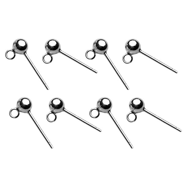 8pcs S925 Perno Del Perno Prisionero Del Pendiente de La Bola Redonda de Plata Pendiente Del Perno Prisionero Del Pendiente Colgante Sin Terminar Macarena Espárragos de poste de bola redonda S925