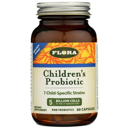 Flora - Udo's Choice Children's Probiotic Blend, with Seven Child-Specific Strains, 5 Billion Cells of Raw Probiotics, Formulated for Ages 5-15, Regain and Retain Gut Health, 60 Capsules