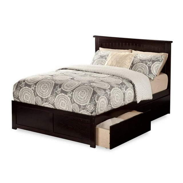 Leo & Lacey Lit Plateforme Grand avec Rangement, Couleur Espresso