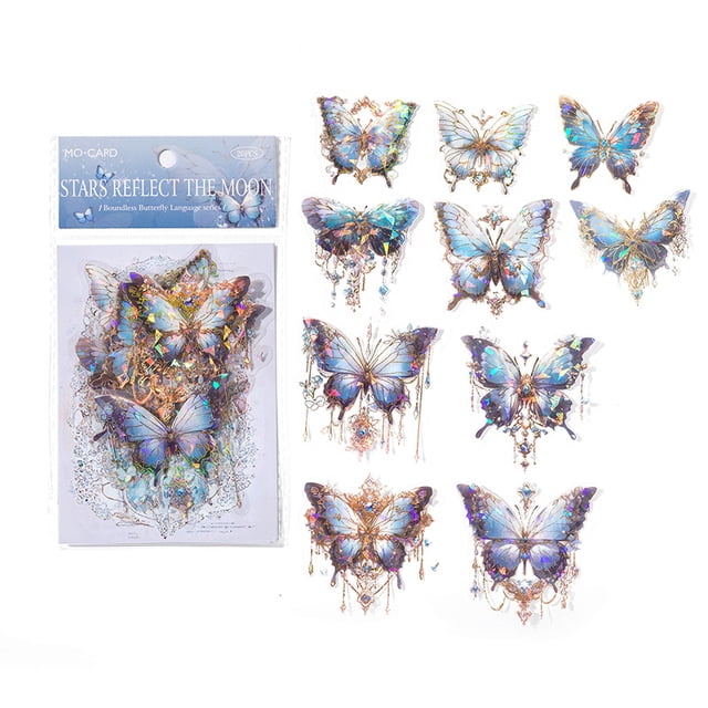 Paquete de pegatinas para mascotas de la serie Mo Mo Unbounded Butterfly Spectrum Language Jellyfish, material de decoración de cuentas de mano con tarjeta Goo de Fantasy Wind