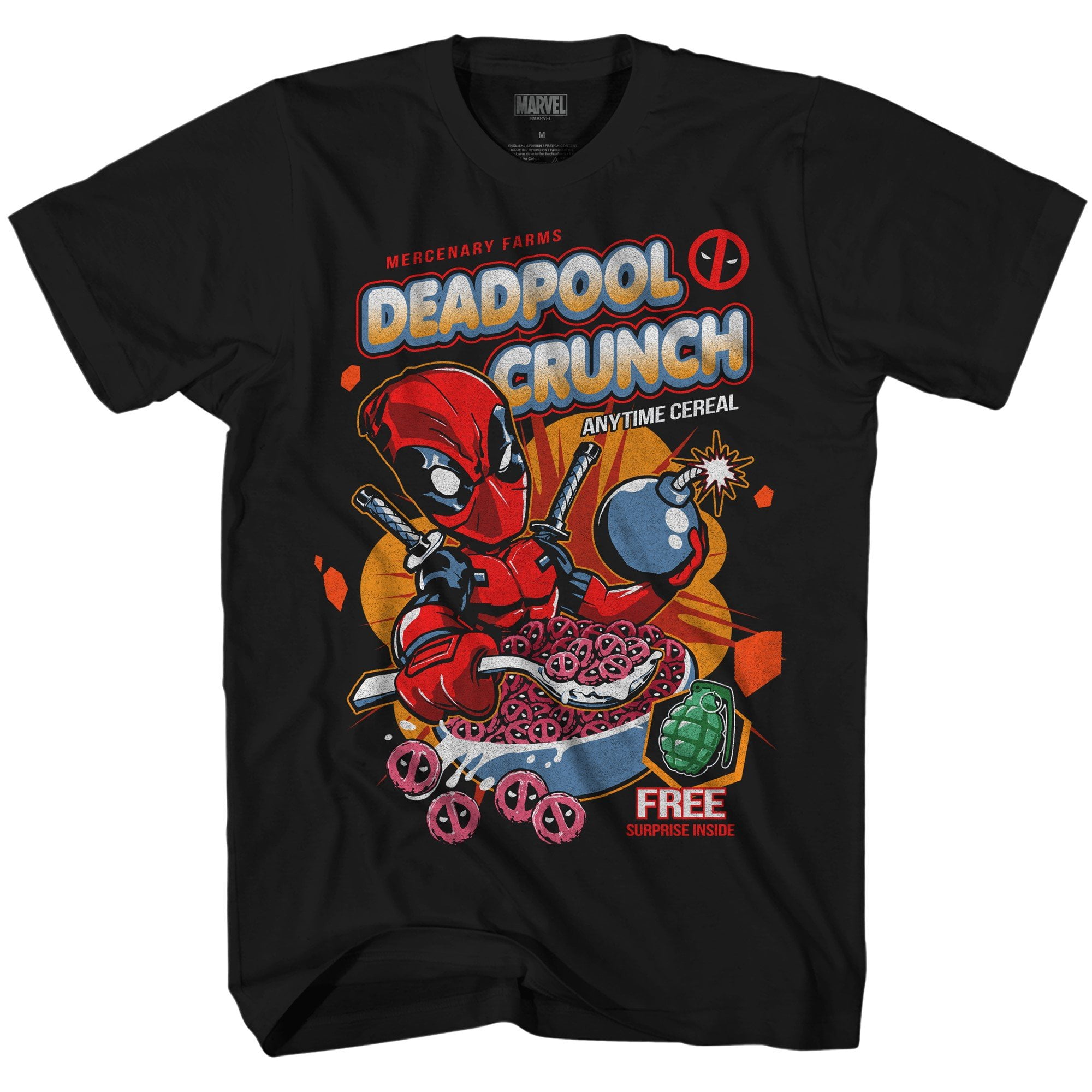 Marvel Deadpool Crunch Cereal Comics Funny Adult Men's Graphic T-Shirt… -  