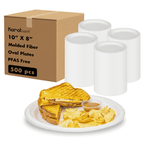 Karat Earth 10''x8'' Paper Oval Plates, Molded Fiber, White - 500 pcs