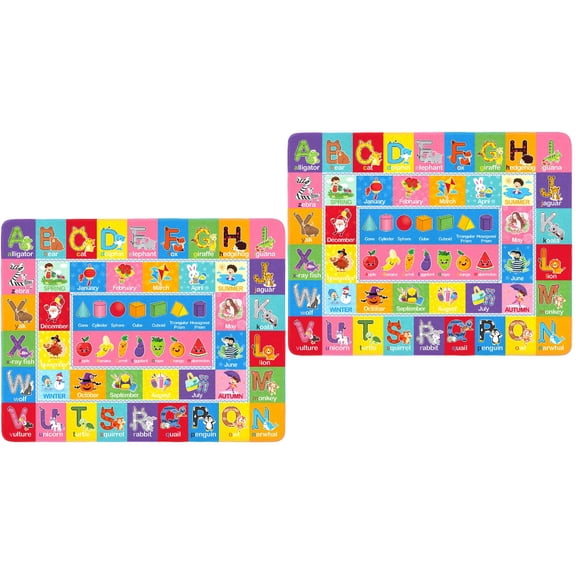 unbranded 2pcs IMIKEYA Kids Floor Mat Alphabets & Words & Shapes Floor Pad Comfortable Kids Educational Rug Play Mat for Children Kids Bedroom Playroom (140x110cm)