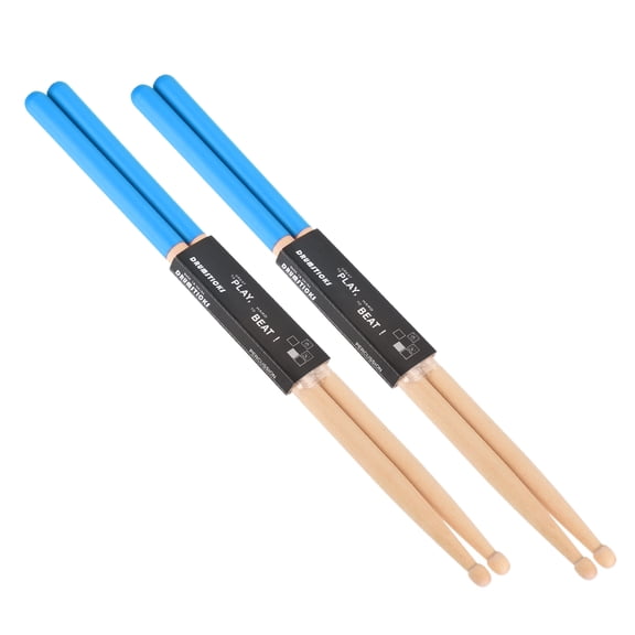 Maple Wood Drumstick 5A Anti Slip Handle Grips Drum Stick Blue for Drumming Musical, 2 Pair