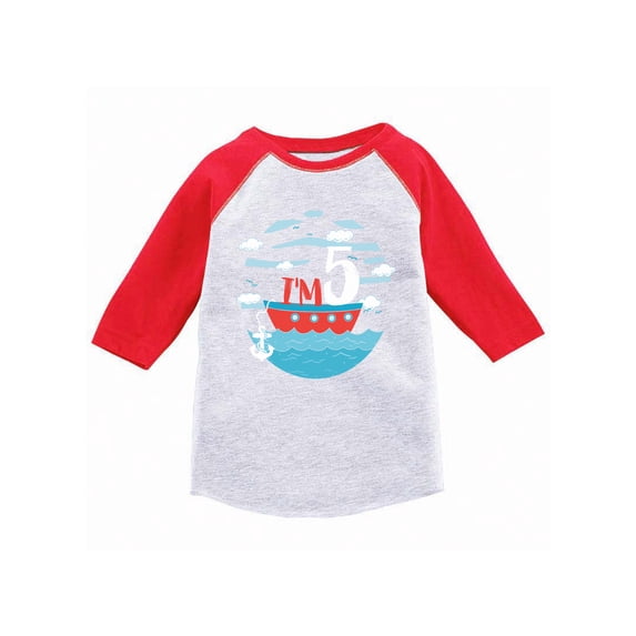 Awkward Styles Birthday Toddler Raglan Cute Gifts for 5 Year Old Sailor Baseball Tshirts for Girls Sailor Baseball Tshirts for Boys I'm Five Birthday Shirt Sailor Birthday Party Funny Gifts