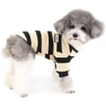 thumbnail image 2 of Abrigo de invierno tipo jersey para perros pequeños en suave algodón a rayas, chaqueta cálida para cachorros y gatos, ropa para mascotas Chihuahua, Yorkshire Terrier (Negro, Mediano), 2 of 5