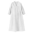 thumbnail image 4 of BUIGTTKLOP Cotton Linen Summer Dresses for Women 3/4 Sleeve Maxi Dresses Casual V Neck A Line Flowy Long Dresses Beach Vacation Clothes, 4 of 6