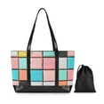 thumbnail image 7 of FORMRS Canvas Laptop Tote Bag for Women with 15.6" Computer Compartments Shoulder Handbag, Colorful Checkered Pattern, 7 of 7
