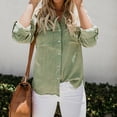 thumbnail image 3 of Dellytop Womens Button Down V Neck Long Sleeve Cuffed Shirts, 3 of 5
