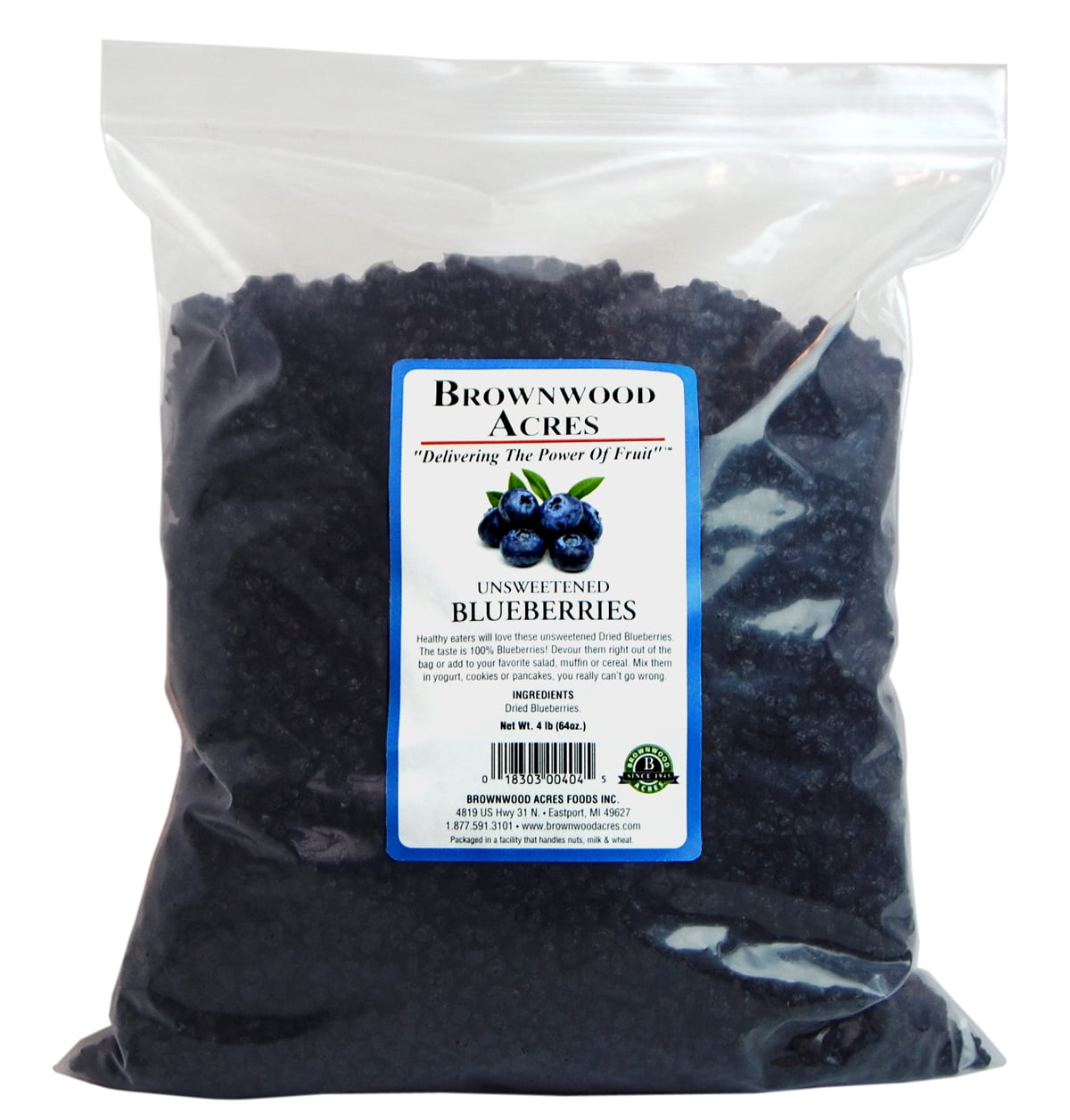 Unsweetened Dried Blueberries 4 Pound Bag