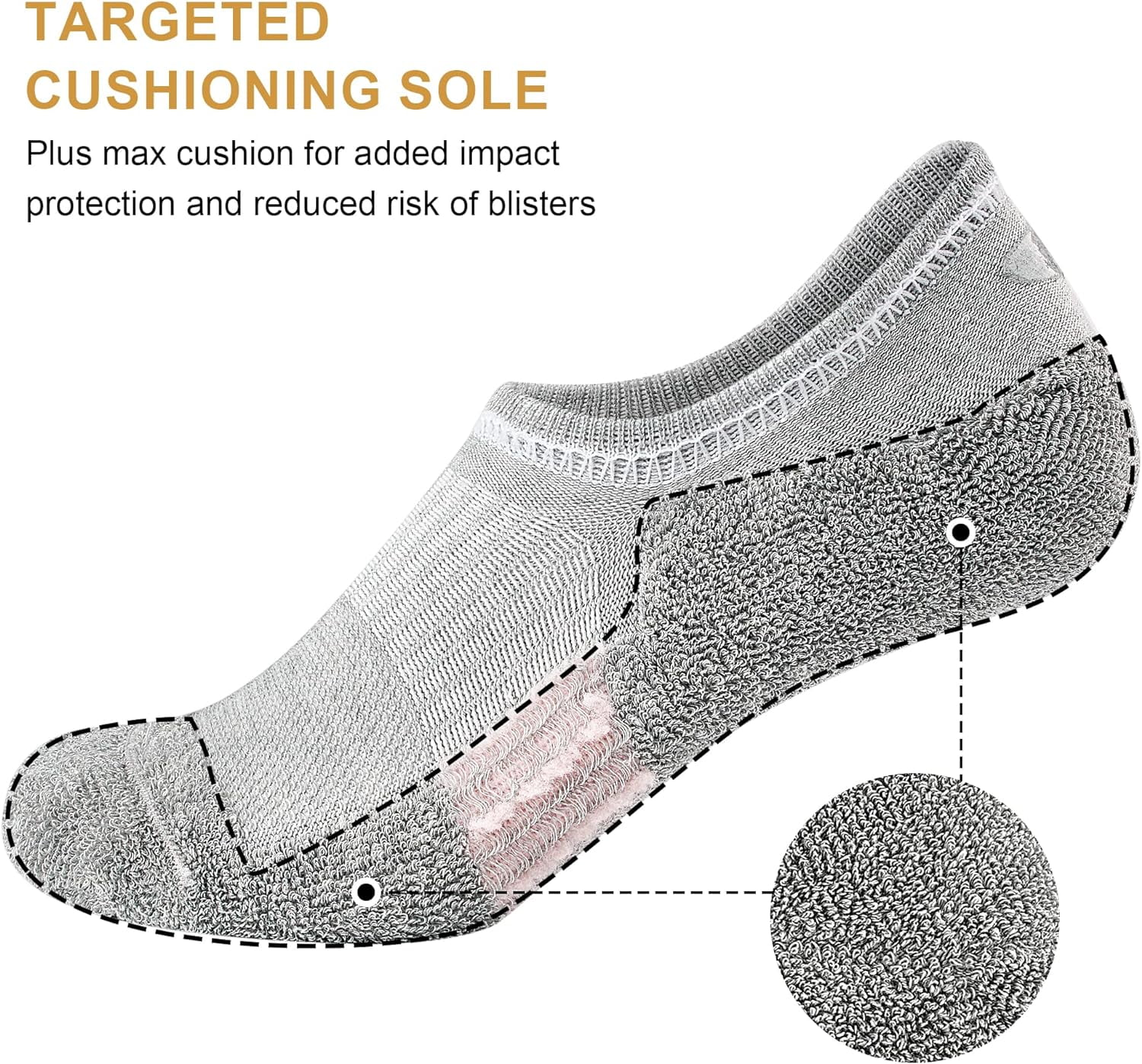No Show Socks Womens Athletic Cushion Ankle Footies Low Cut Socks 5-6 Pairs
