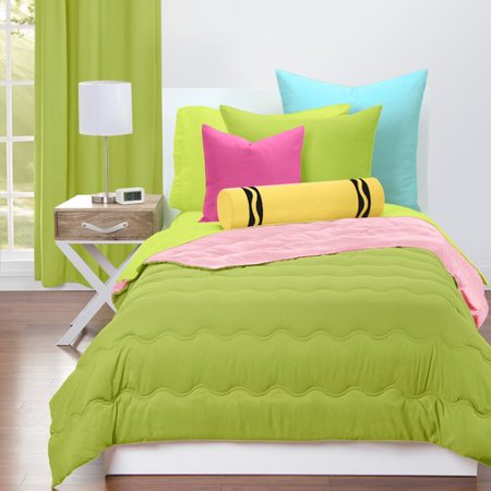 Crayola Spring Green And Tickle Me Pink Reversible Comforter Set
