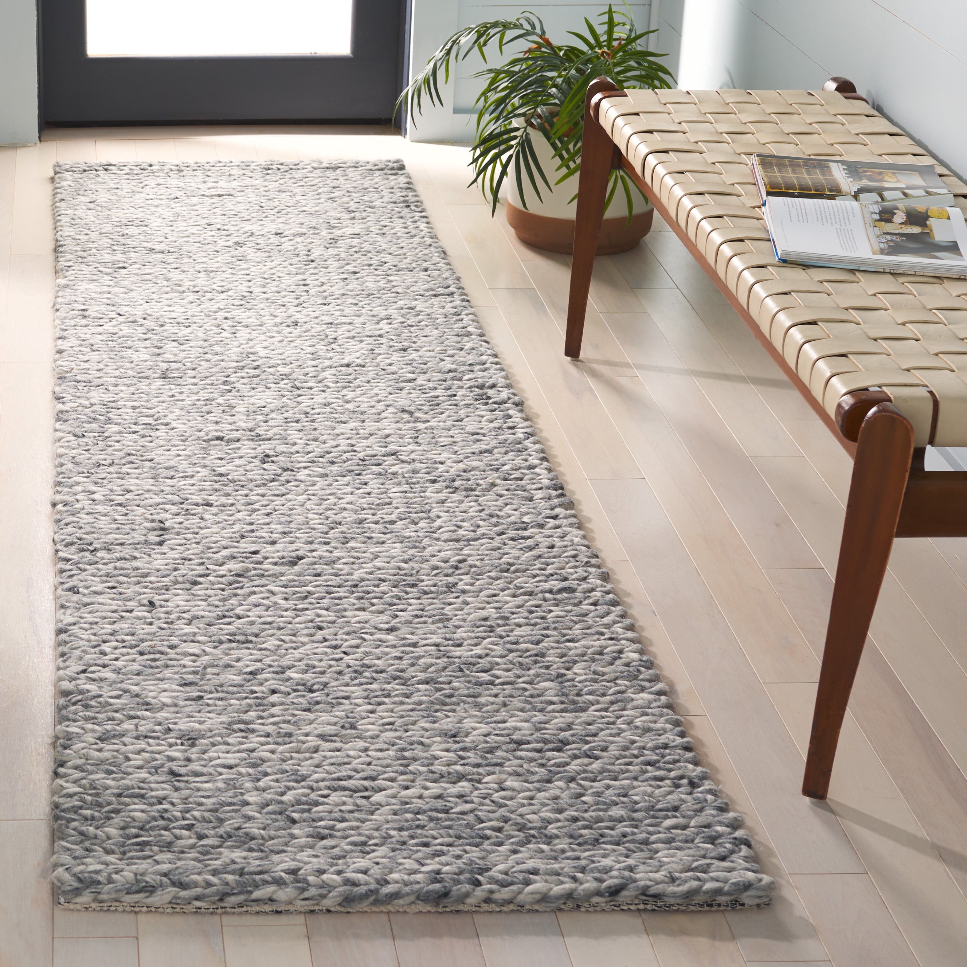 SAFAVIEH Natura Bedinn Distressed Runner Rug, Gray/Ivory, 2'3" x 8'