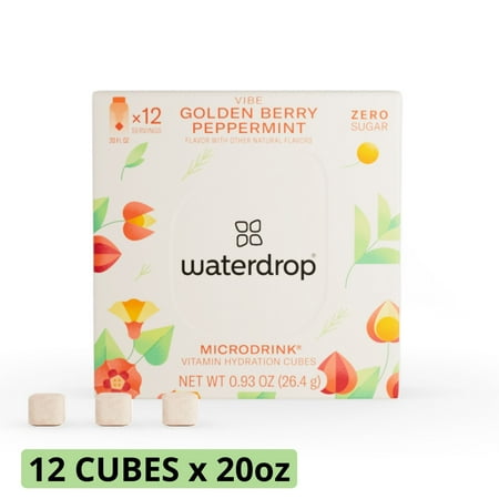 waterdrop Microdrink Golden Berry VIBE. Flavored Water Packets, Rosemary - Peppermint, 12 Pack