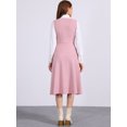 thumbnail image 3 of DARING DIVA Women's Lace Trim Button Overalls Midi Vintage Pinafore Dress XS Pink, 3 of 6