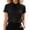 Black#9527, variant on Womens Short Sleeve Tshirts Ruffled Lapel Solid Color T-Shirts Bowtie Summer Tee Tops for Women