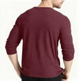 thumbnail image 4 of Henley Shirts for Men Long Sleeve Casual Button T-Shirt Stylish Pullover Shirts Wine XL, 4 of 7