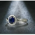 thumbnail image 5 of 2.25 Carat 8x6mm Oval Shape Blue Sapphire And Diamond Moissanite Double Halo Engagement Ring in 10k White Gold, 5 of 5