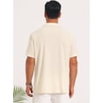 thumbnail image 3 of DARING DIVA Men's Mesh Camp Collar Short Sleeve Button Down Shirt for Summer M Beige, 3 of 7