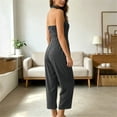 thumbnail image 5 of PBFRDSJ Capri Jumpsuits for Women Cross-Neck Halter Corduroy Jumpsuit Sleeveless Cut Out Neck Solid Color Romper with Pockets, 5 of 8