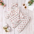 thumbnail image 2 of NOLDARES Newborn Baby Girl Clothes Infant Girls Floral Love Heart Printed Romper and Ruffle Pants Sets 4pcs Winter Fall Outfits(Q066-White), 2 of 6