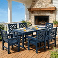 thumbnail image 2 of 7-Piece All-Weather HDPE Patio Dining Set for 6 with Umbrella Hole  (Blue), 2 of 19