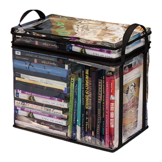 Caja de almacenamiento transparente Harliver, bolsa para libros de estudiantes, bolsa transparente para guardar libros, caja organizadora de libros de mano plegable, bolsa transparente para guardar