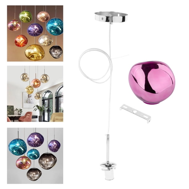 Lámpara colgante de vidrio Lámparas colgantes de techo INS Lámparas colgantes de vidrio Globo Iluminación colgante individual para dormitorio Sala de 28CM púrpura Yinane Colgante de luz