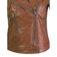 thumbnail image 4 of A2Y Women's Classic Vegan Leather Zip Up Rider Style Moto Biker Jacket Dark Camel S, 4 of 4
