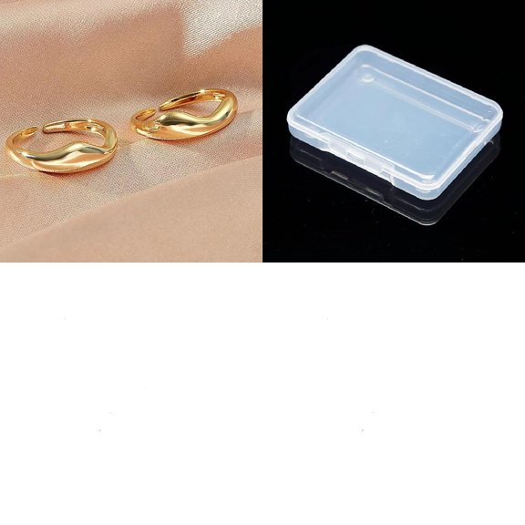 2pcs Alloy Open Cuff Rings sets for Women Light golden Inner Diameter: 17mm