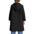 thumbnail image 6 of Ticikt Boys Casual Trench Coat Kids Winter Hooded Long Jacket Single- Pea Coat with Pockets,Color:Black,Size:9-10 Years, 6 of 7