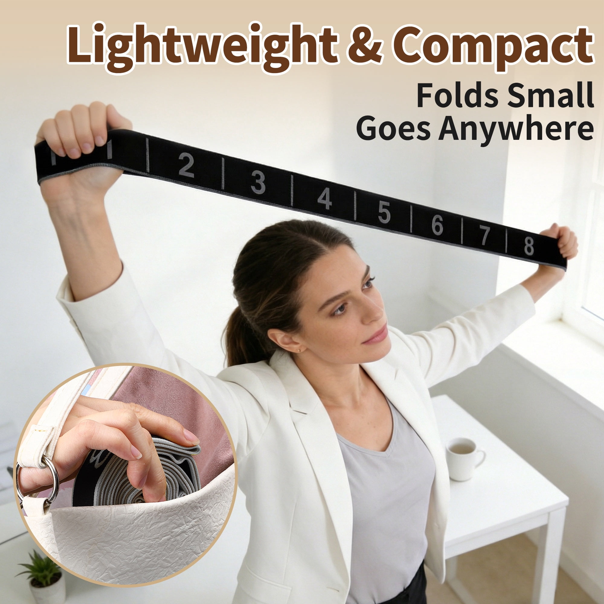 Unique Bargains Stretch Strap for Yoga Stretching with 8 Loops for Stretching  Gray