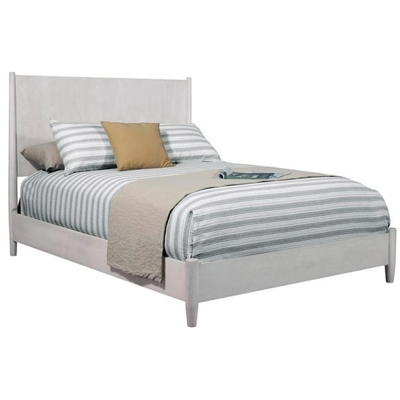 Alpine Furniture Flynn Mid Century Modern Wood Queen Panel Bed in Gray