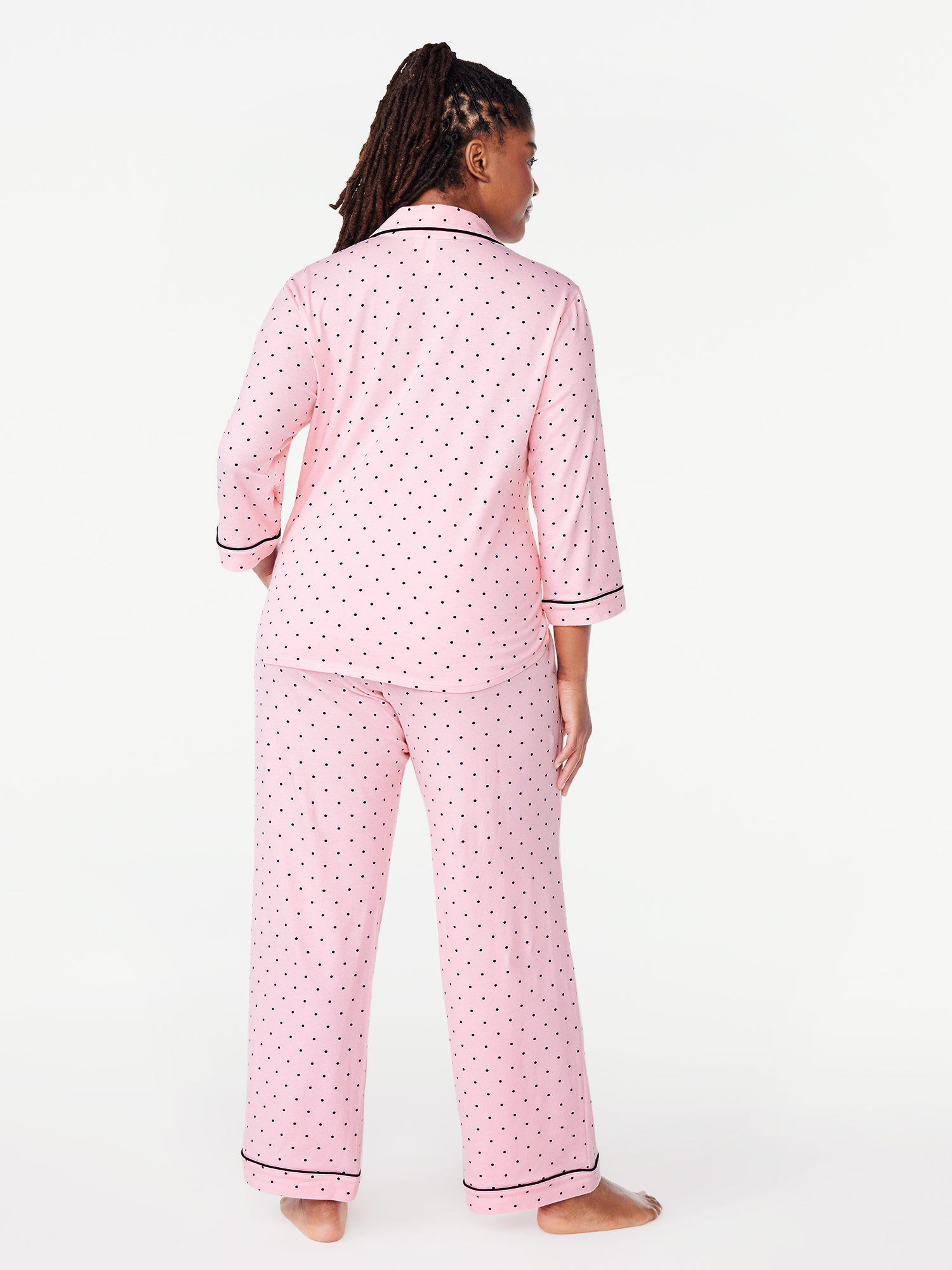 Joyspun Women's Notch Collar Cotton Blend Pajama Set photo 2