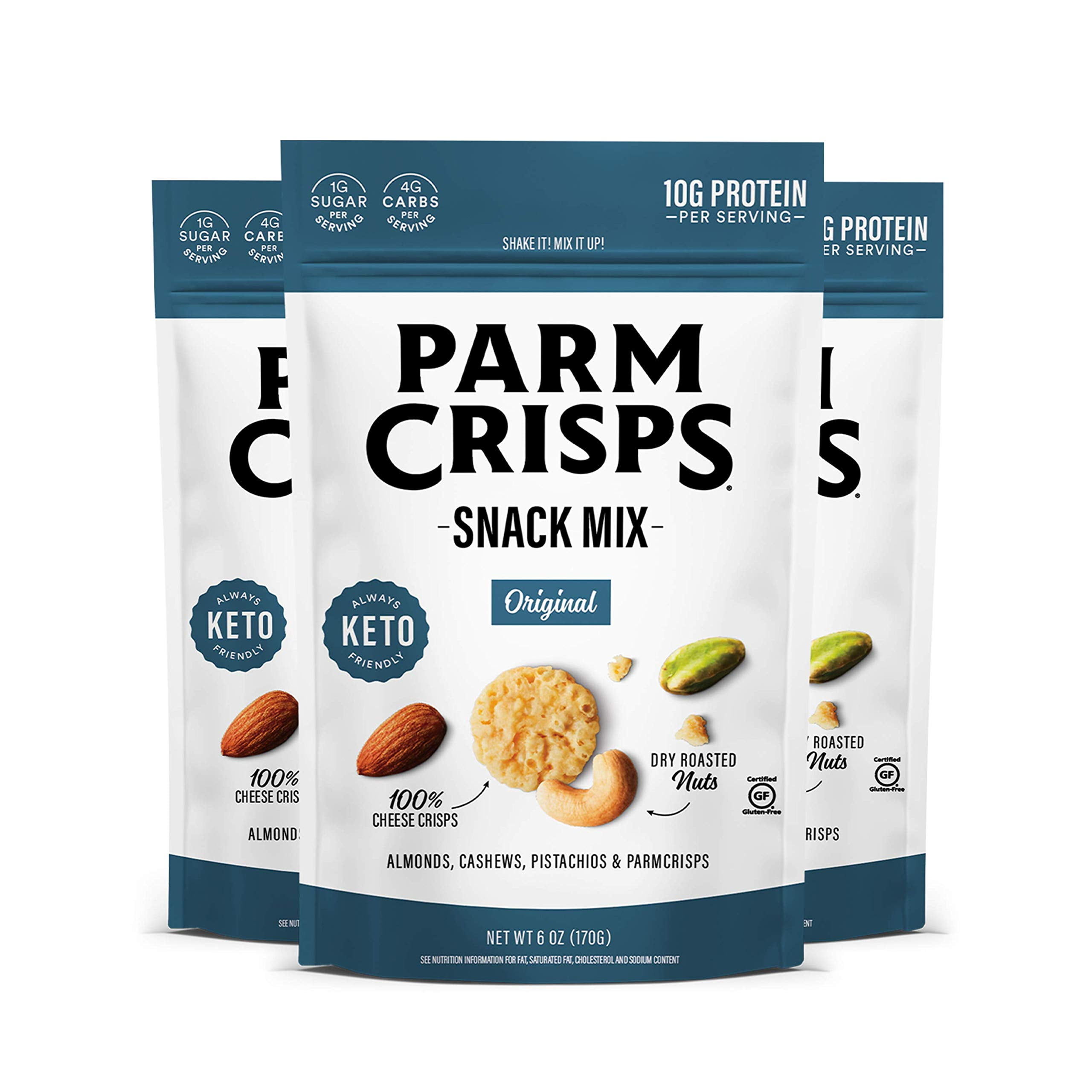 ParmCrisps Snack Mix Original Cheese Parm Crisps and Nuts Snack, Made