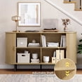 thumbnail image 4 of ROGALIS 55" Buffet Sideboard Cabinet with Storage, Modern Fluted Cabinet with Sliding Doors & Adjustable Shelf, Coffee Bar Accent Cabinet for Kitchen, Dining Room, Entryway, Oak, 4 of 6