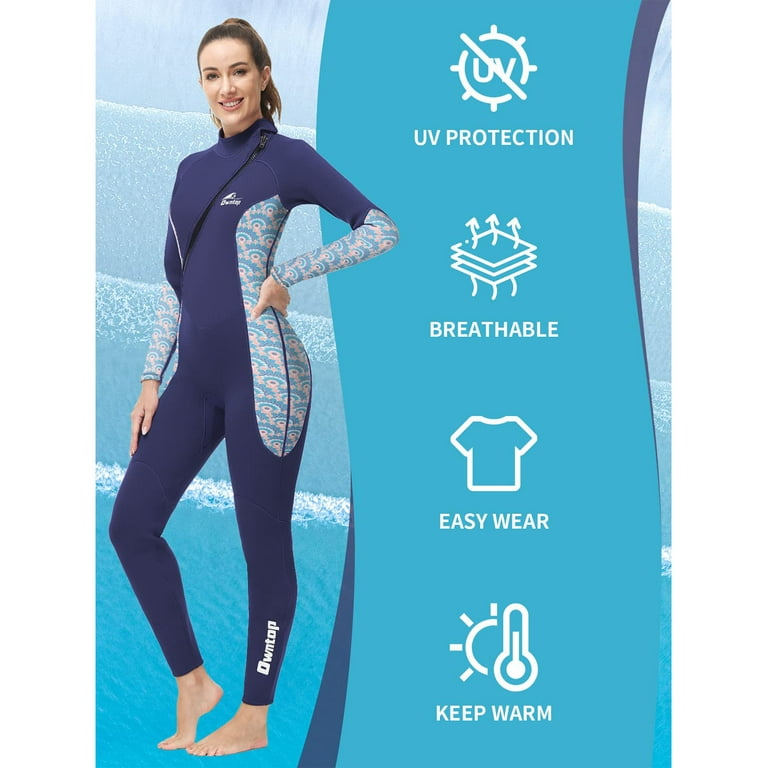 Wetsuit Women 3mm Full Body,Wet Suits for Womens in Cold Water Keep  Warm,Thicker Neoprene Diving Suit Back Zip Wetsuits Long Sleeves Swimsuit  UV