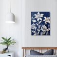 thumbnail image 3 of Nawypu 3 Pieces Vintage Flower Canvas Wall Art Navy Blue Painting Prints Framed Ready to Hang 16"x20" (Blue), 3 of 3
