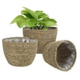 thumbnail image 5 of Rustic Handcrafted Straw Natural Seagrass Plant Basket Flower Pot Holder Storage Lining Planter Pots Container Flowerpot indoor and outdoor - 19x19x25CM Large, 5 of 9