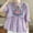 Purple, variant on Hvot&aat Women's Ethnic Style Embroidered Tops 3/4 Lantern Sleeve Button Down Linen Blouse Loose Pleated Flowy Hem Shirts