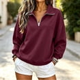 thumbnail image 2 of Gamivast Half Zip Pullover for Women Oversized Long Sleeve Sweatshirts Fall Trendy Drop Shoulder Pullover Sweatshirts Wine L, 2 of 7